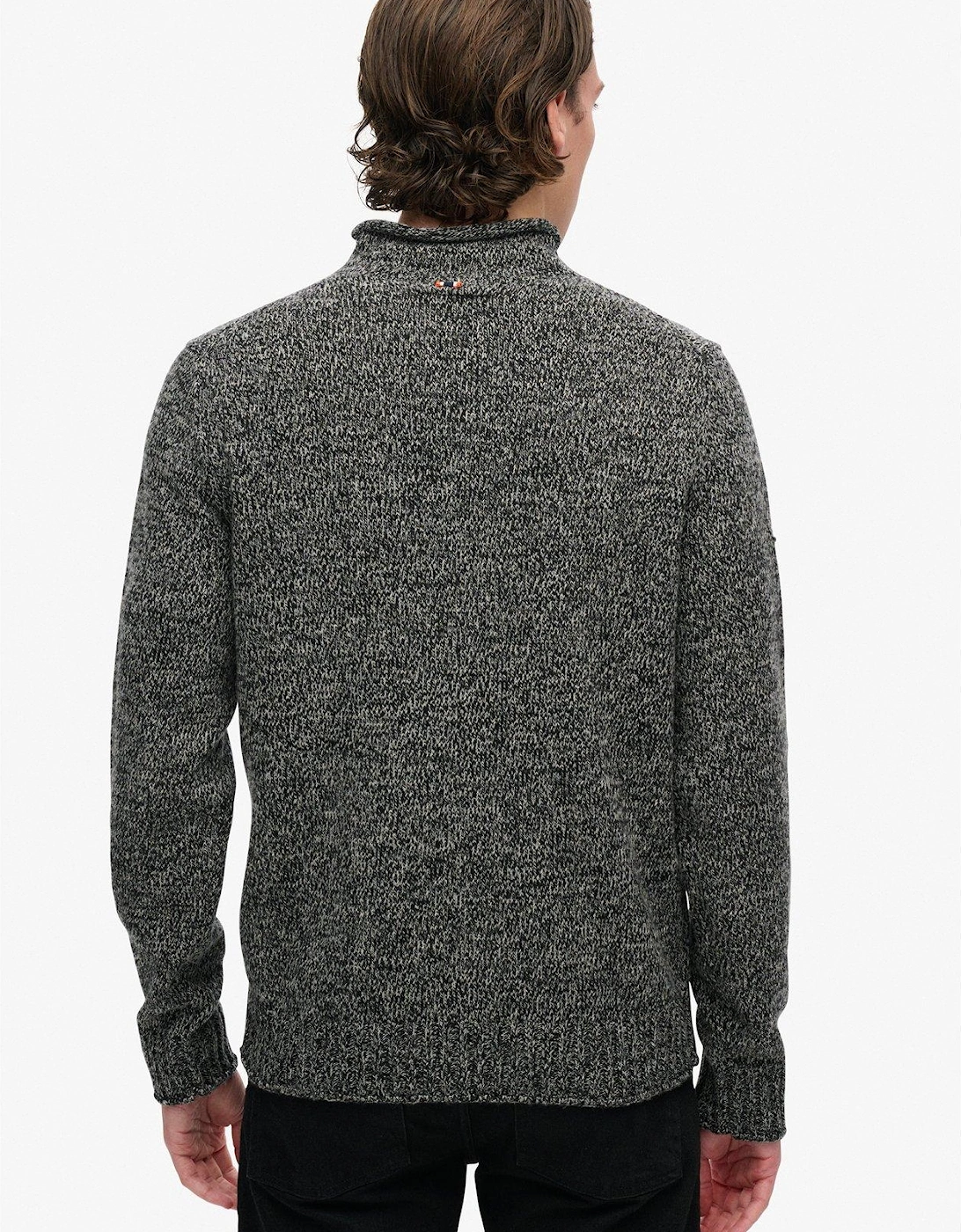 Mock Neck Knitted Jumper - Black