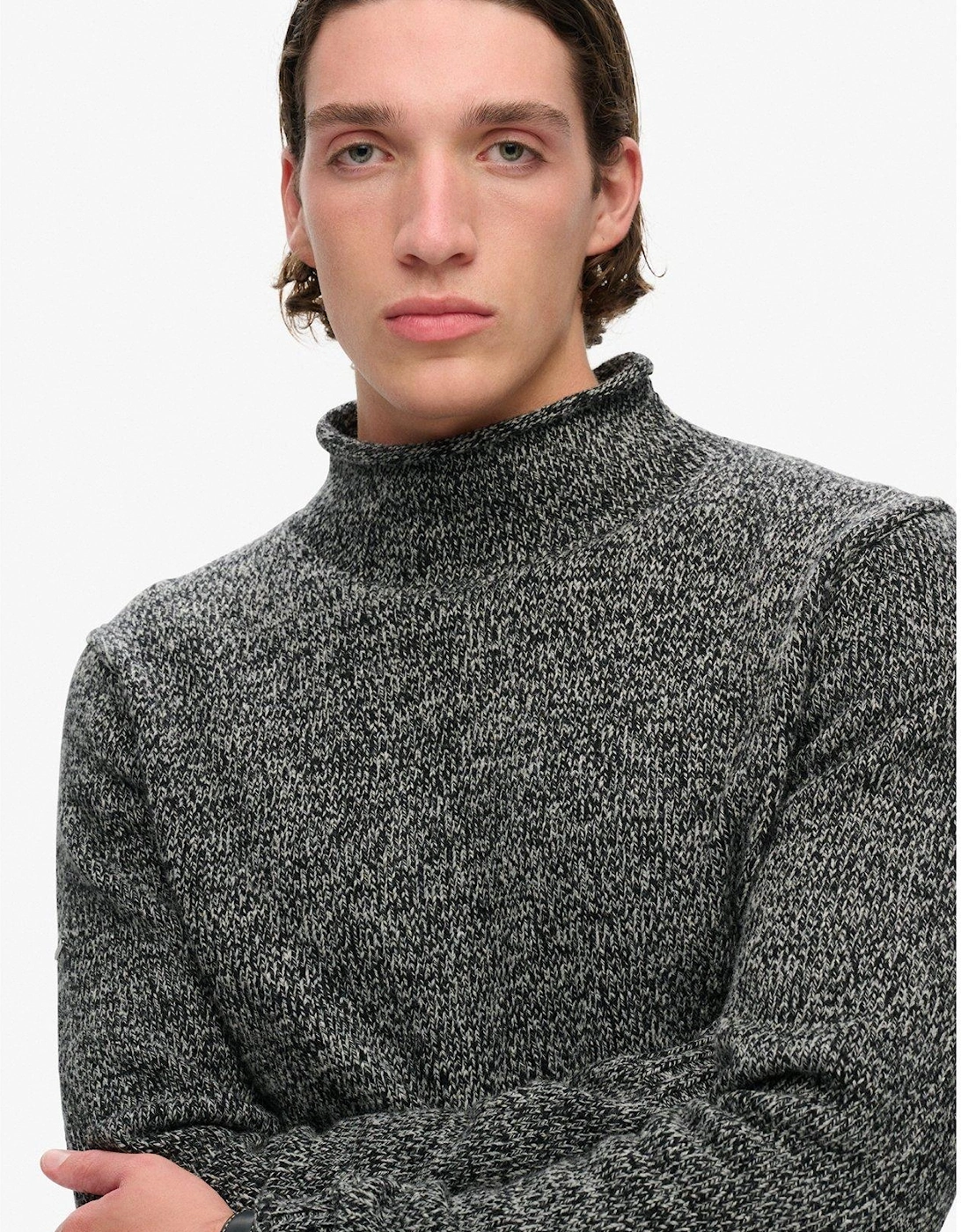 Mock Neck Knitted Jumper - Black