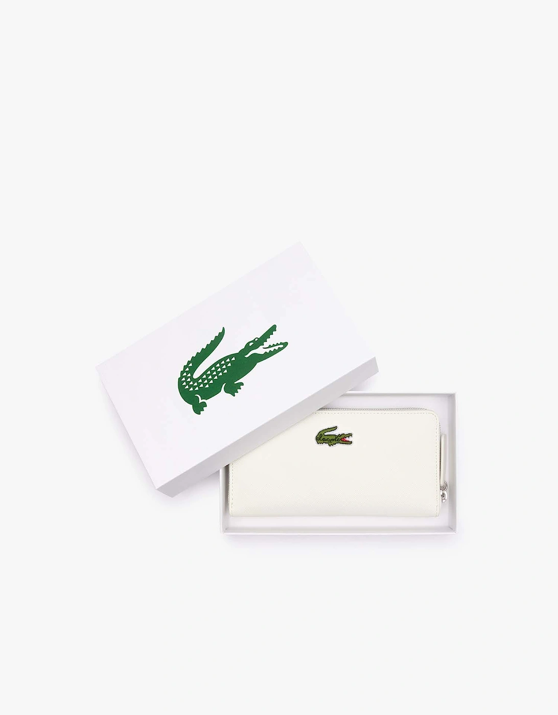 Lacoste Women's Large Zipped Crocodile Billfold Purse - White - Size: ONE size