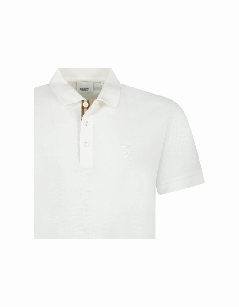 'Eddie' TB Check Placket Polo-Shirt White