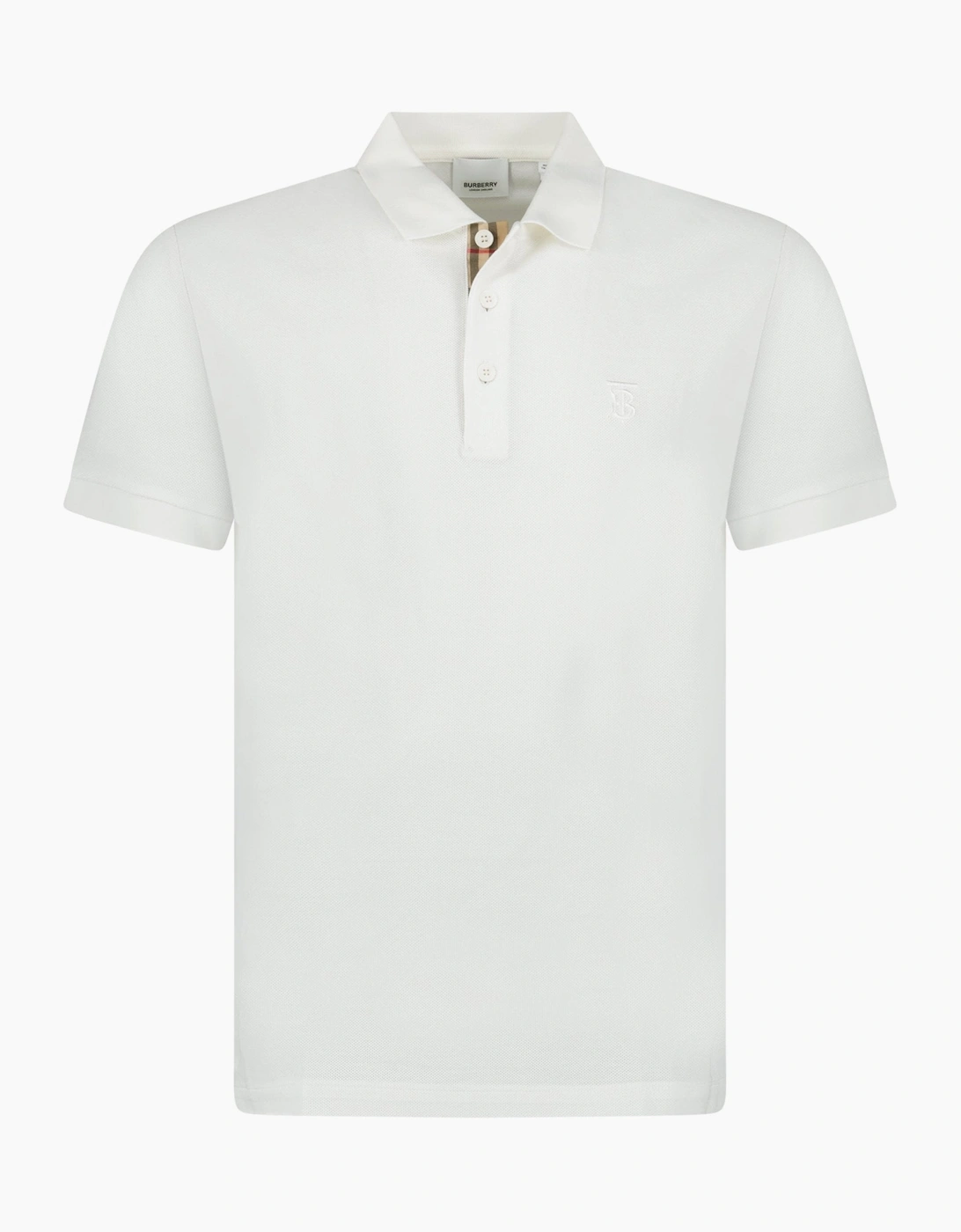 Burberry Men's Navy 'Eddie' Tb Check Placket Polo-Shirt White - Size: 34