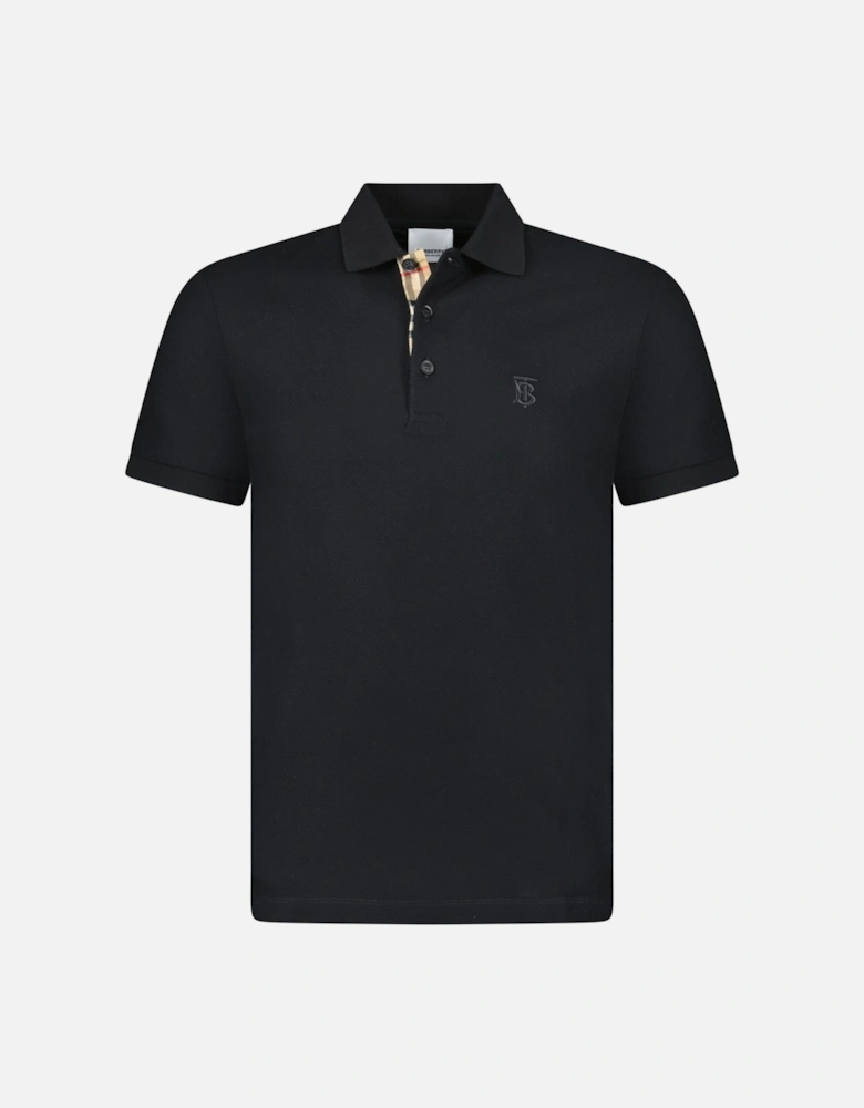 'Eddie' TB Check Placket Polo-Shirt Black