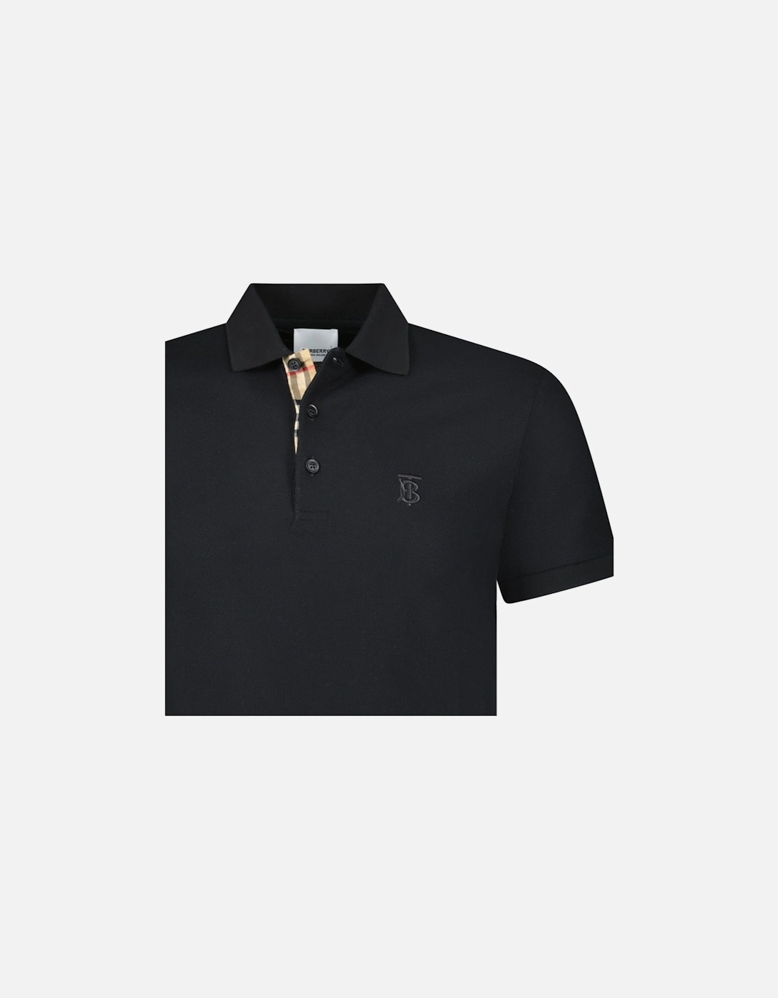 'Eddie' TB Check Placket Polo-Shirt Black