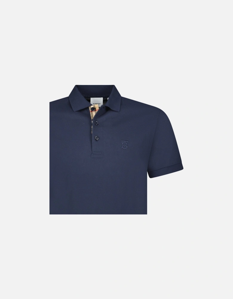 'Eddie' TB Check Placket Polo-Shirt Navy