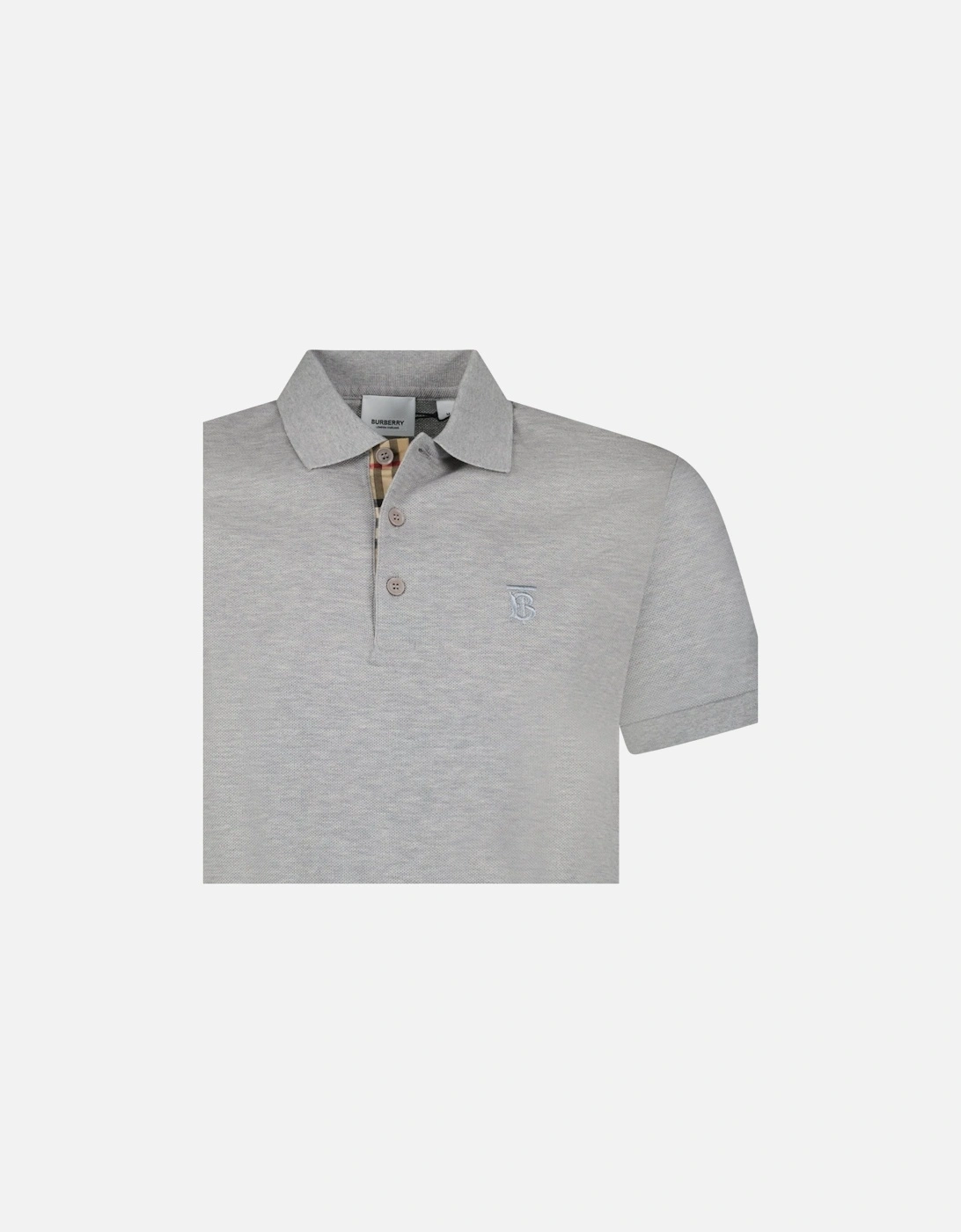 'Eddie' TB Check Placket Polo-Shirt Grey