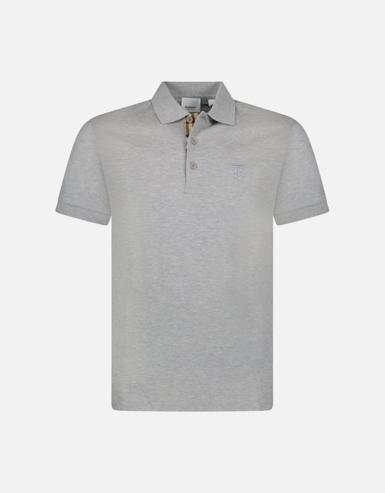 'Eddie' TB Check Placket Polo-Shirt Grey