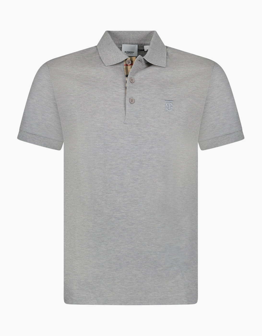 Burberry Men's Grey 'Eddie' Tb Check Placket Polo-Shirt - Size: 36