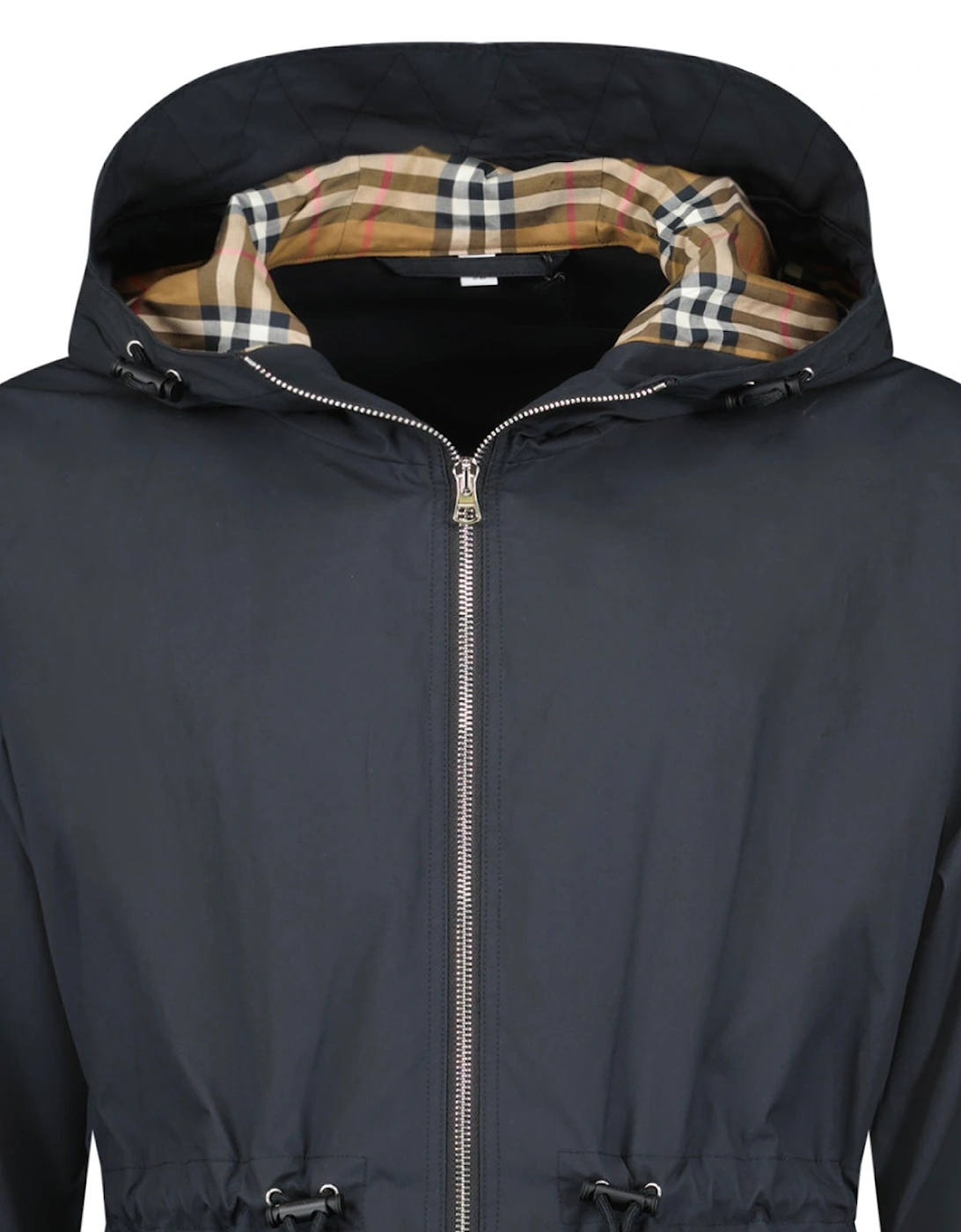 'Birley' Check Hooded Rain Jacket Black