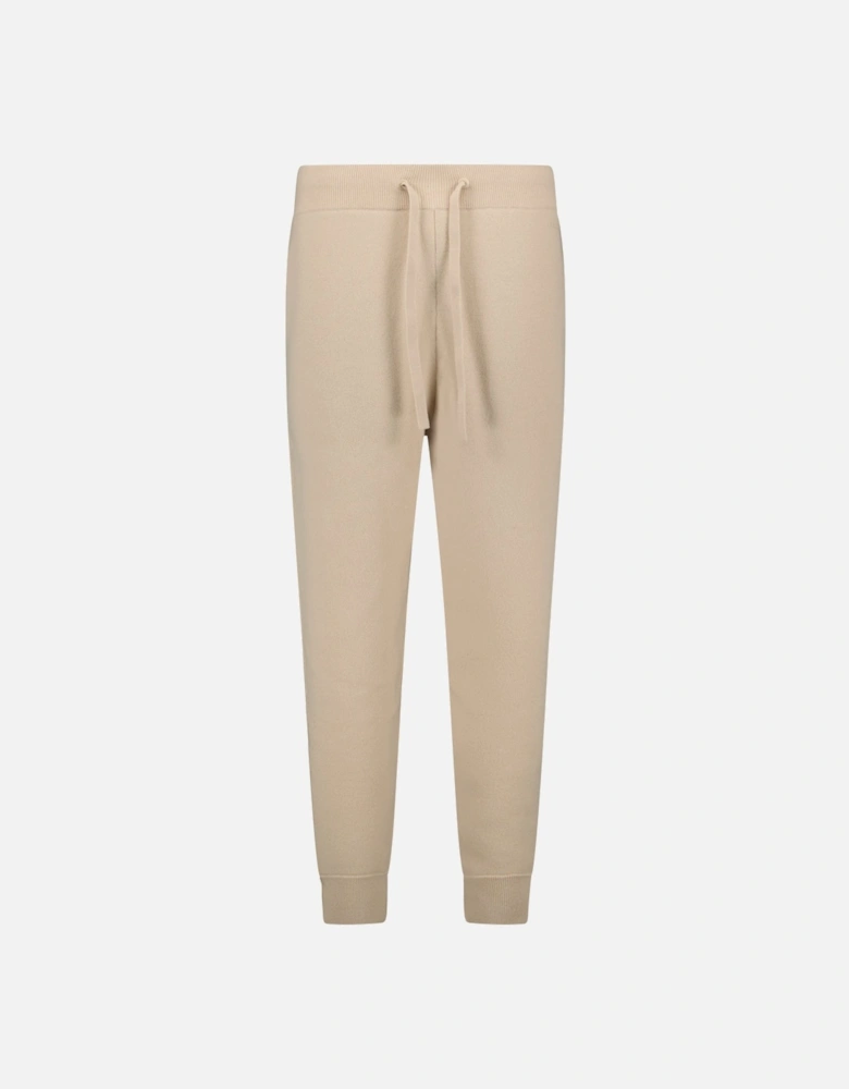 'Hunton' Knitted Cuffed Cashmere Sweatpants Soft Fawn Beige