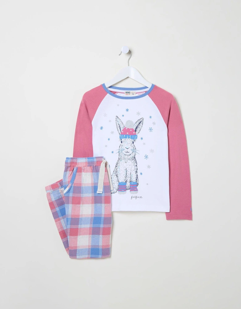 Girls Rabbit Check Pyjama Set - Multi