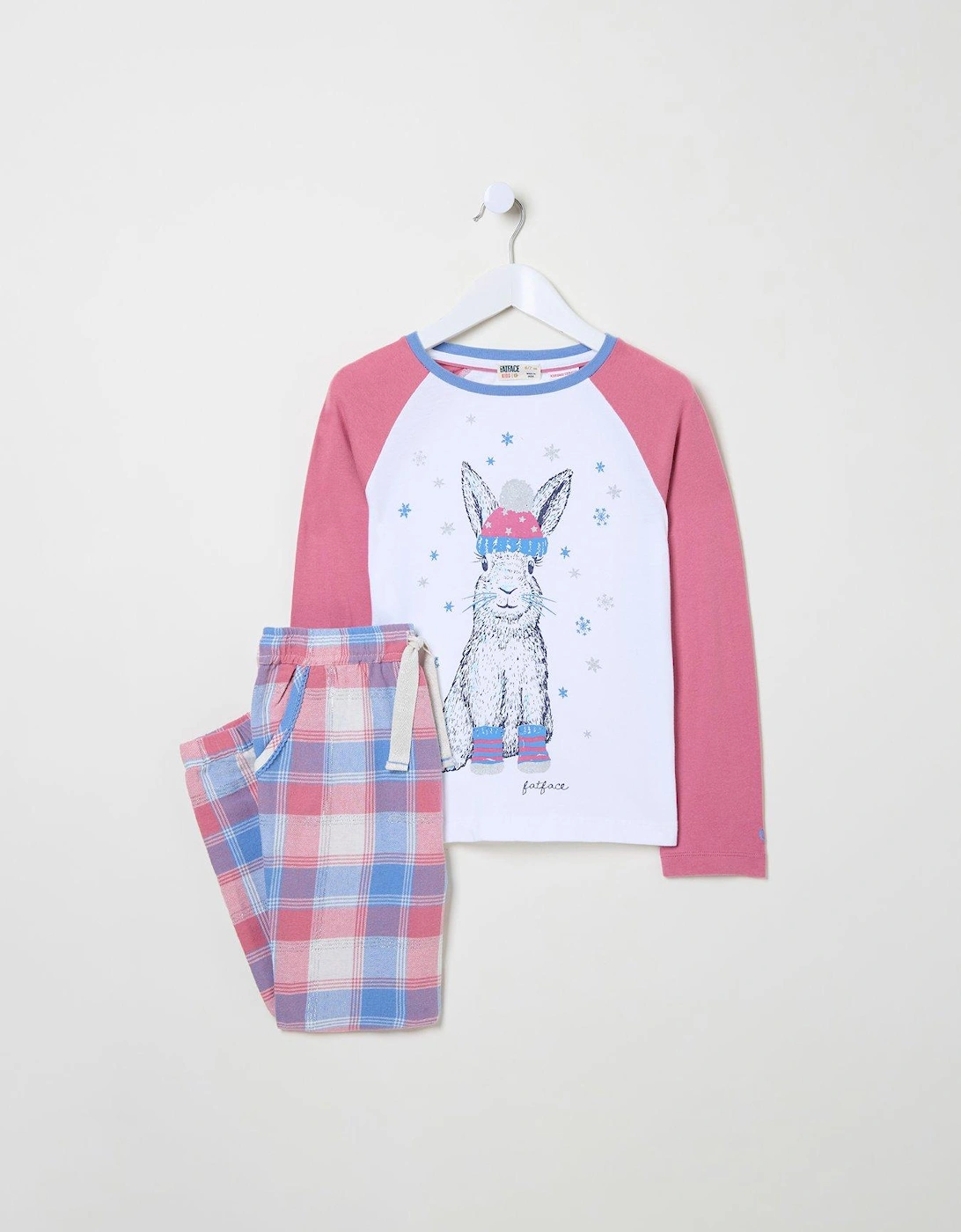 Girls Rabbit Check Pyjama Set - Multi