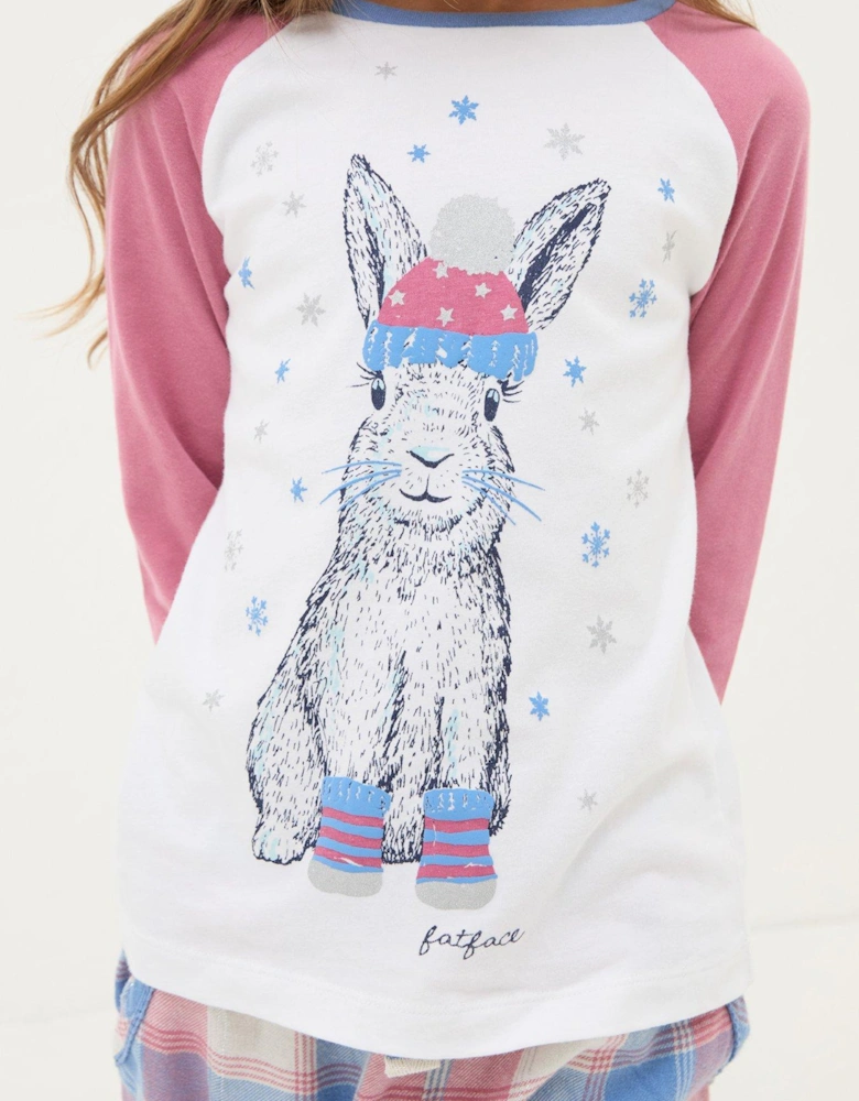 Girls Rabbit Check Pyjama Set - Multi