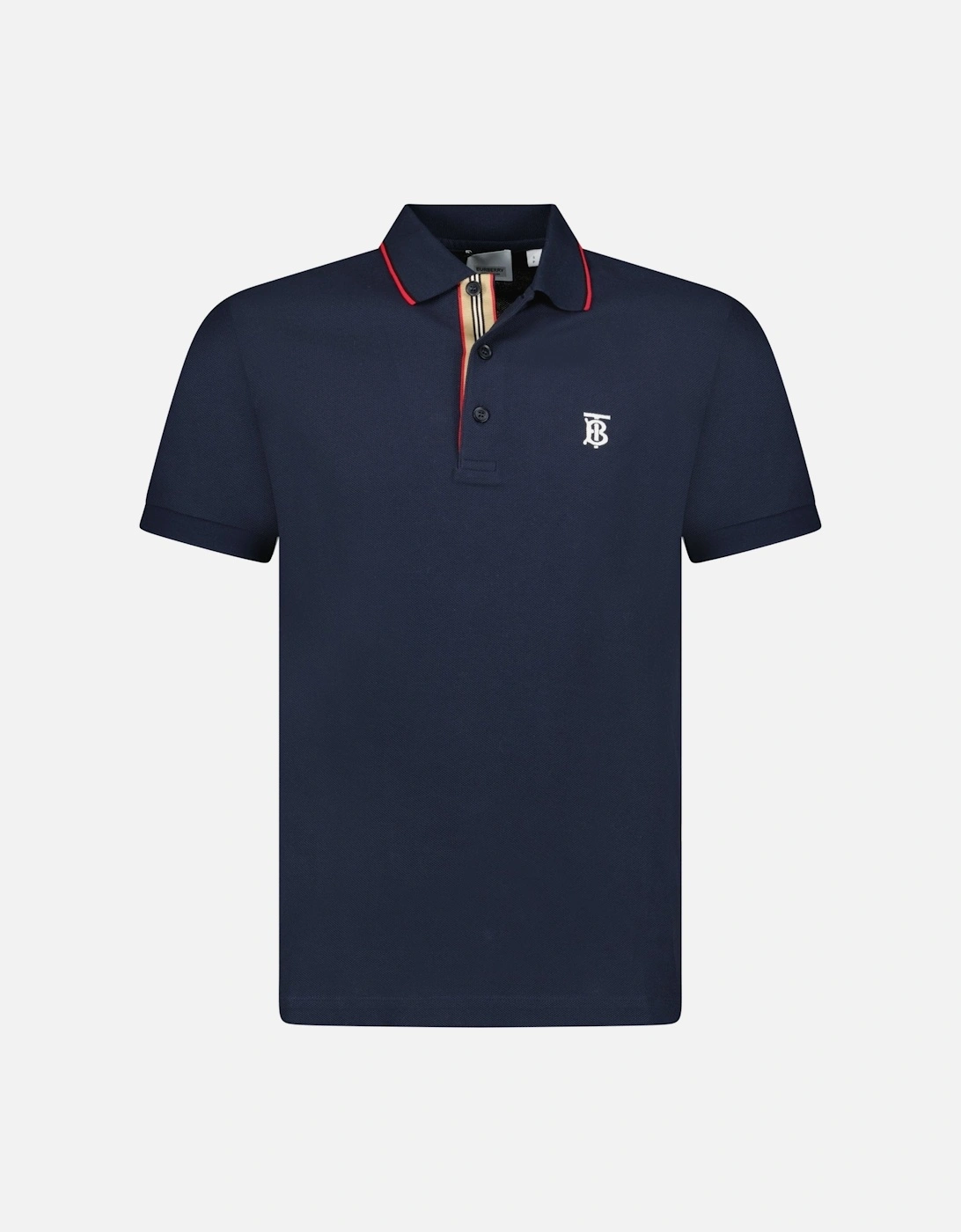 'Walton' White TB Signature Placket Polo-Shirt Navy, 3 of 2