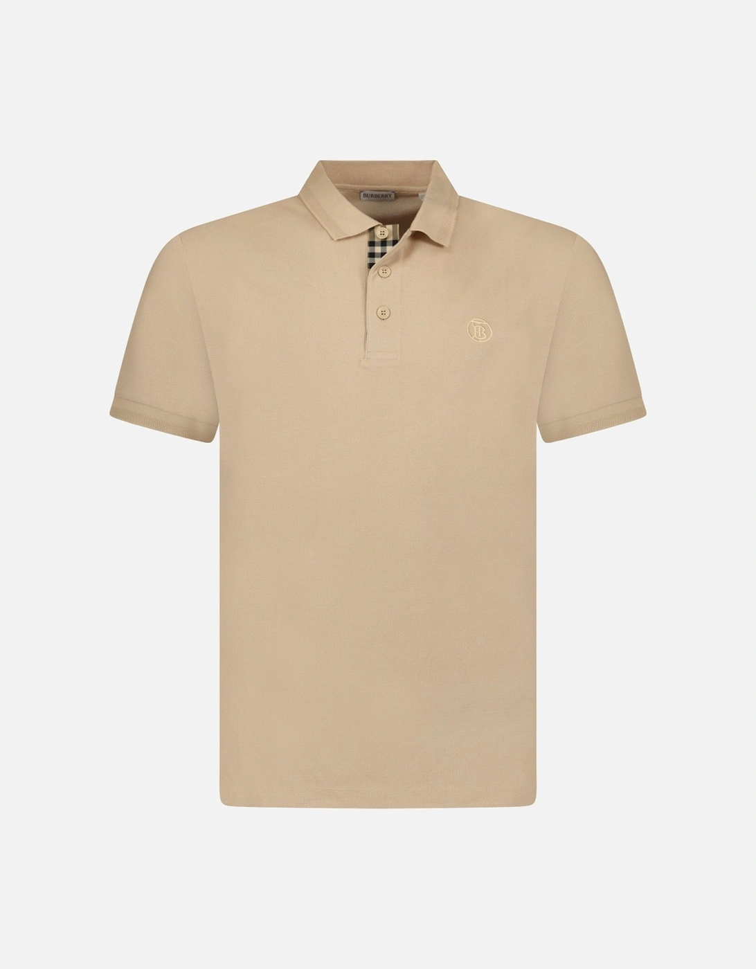 'Eddie' TB Check Placket Polo-Shirt Beige, 3 of 2