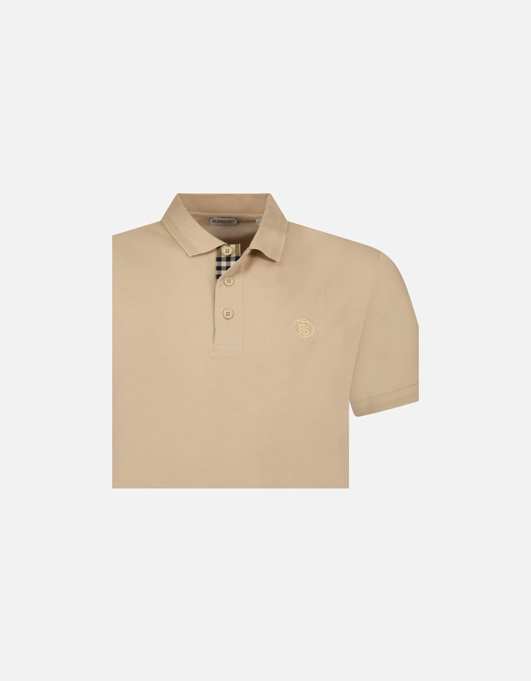 'Eddie' TB Check Placket Polo-Shirt Beige