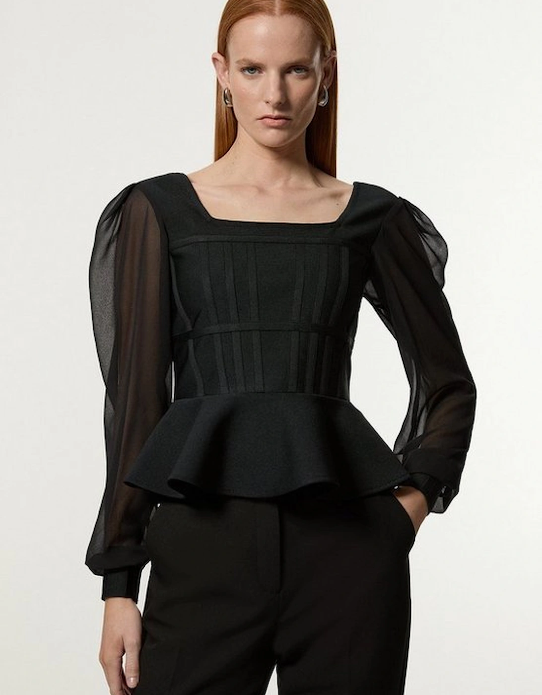 Figure Form Bandage Knit Frill Edge Top, 5 of 4