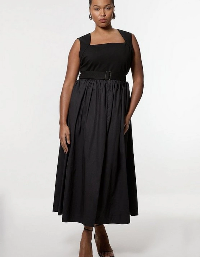 Plus Size Scoop Neck Jersey Cotton Mix Maxi Dress