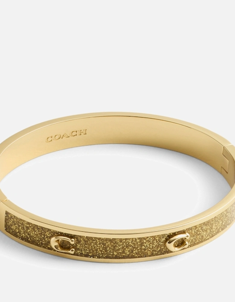 Signature C Glitter Gold-Toned Bangle Bracelet