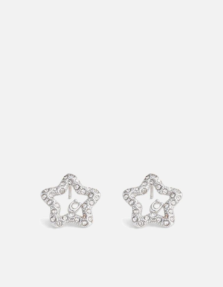 Signature Silver-Tone Pavé Star Stud Earrings