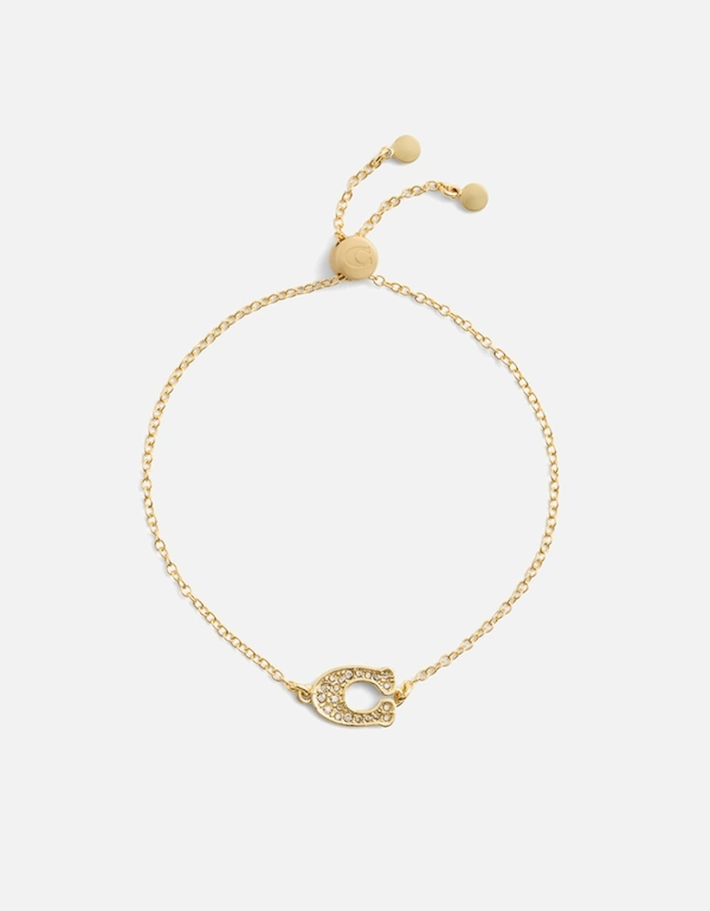 Signature Pavé C Gold-Plated Brass Slider Bracelet