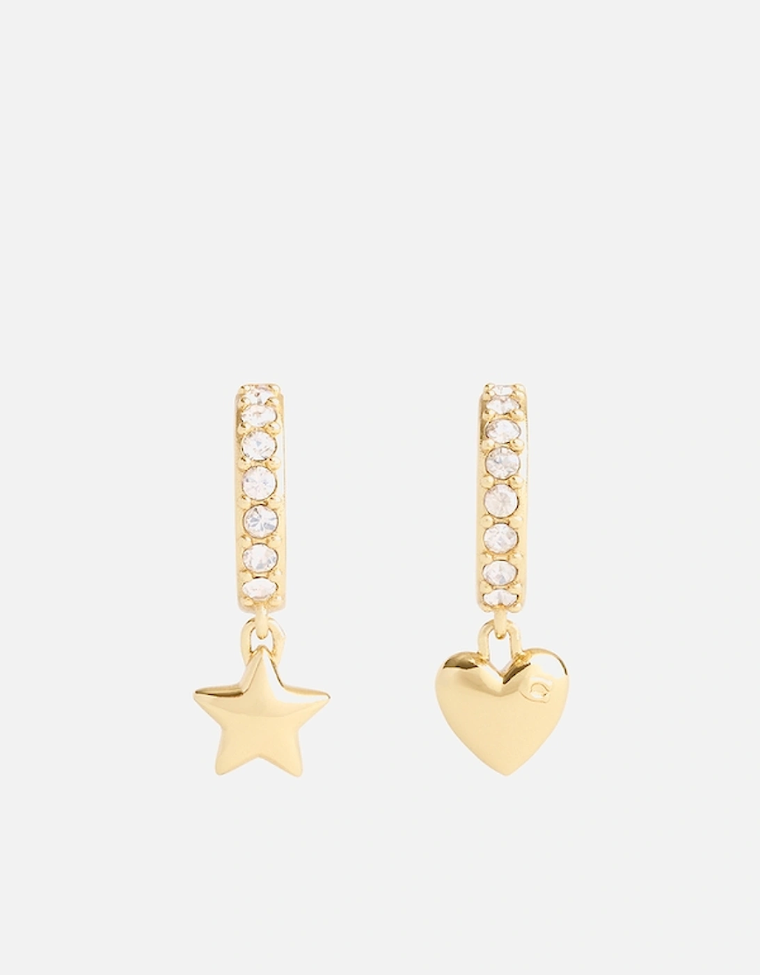 Signature Gold-Tone Heart and Star Charm Huggie Earrings, 2 of 1