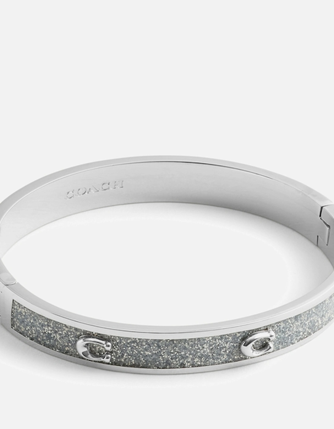 Signature C Glitter Silver-Tone Bangle Bracelet, 2 of 1