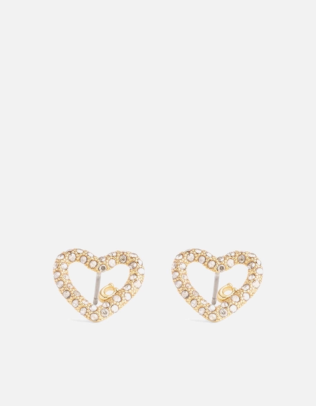 Signature Silver-Tone Pavé Heart Stud Earrings, 2 of 1