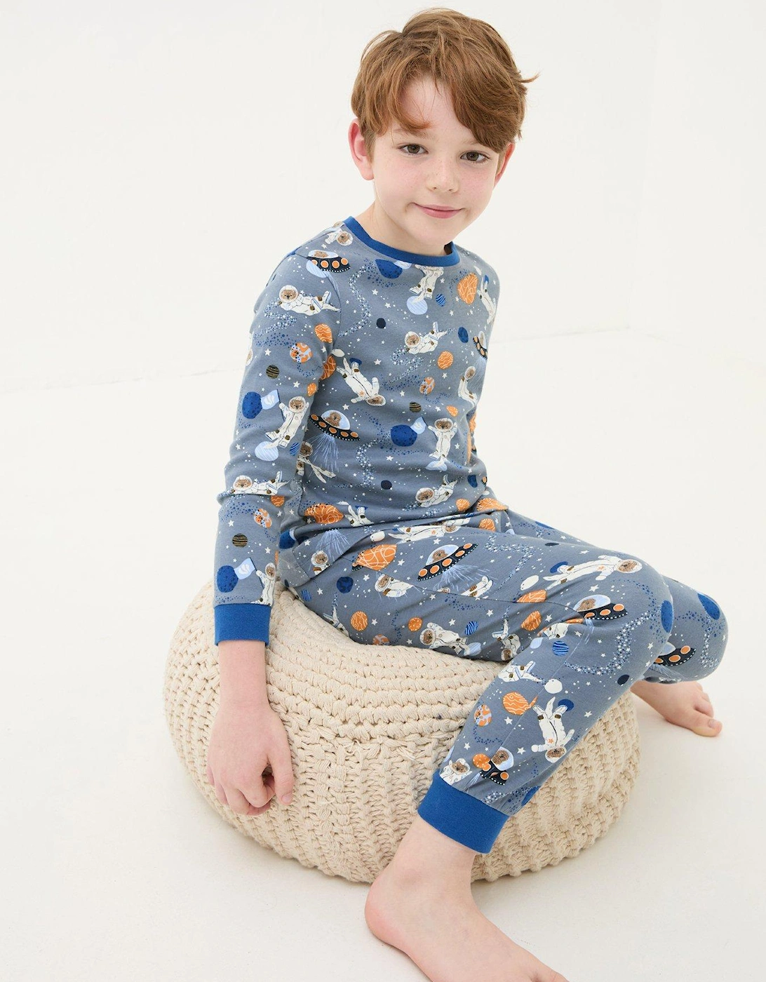 Boys Otter Snug Pyjama Set - Blue