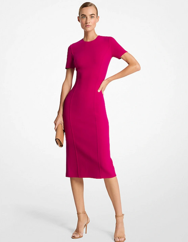 Double Faced Stretch Wool Sheath Dress