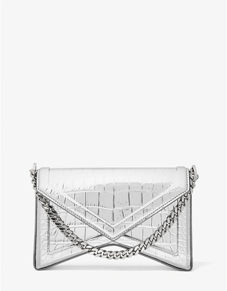 Manhatta Metallic Crocodile Embossed Leather Shoulder Bag