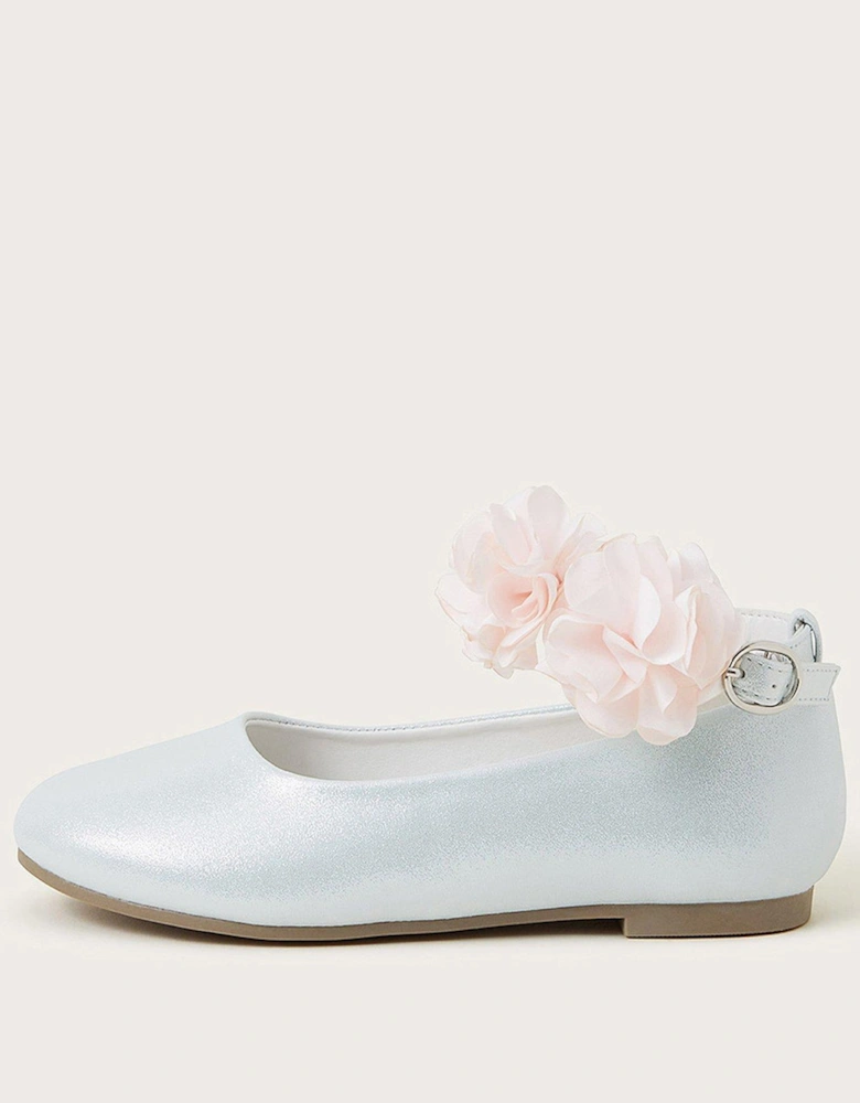 Girls 3D Contrast Flower Ballet Flats - Light Green