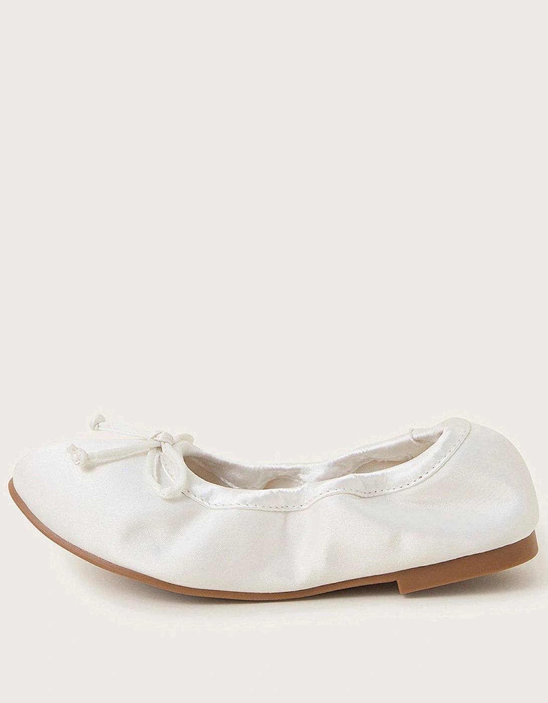 Girls Foldable Satin Ballerina Flats - Ivory, 2 of 1