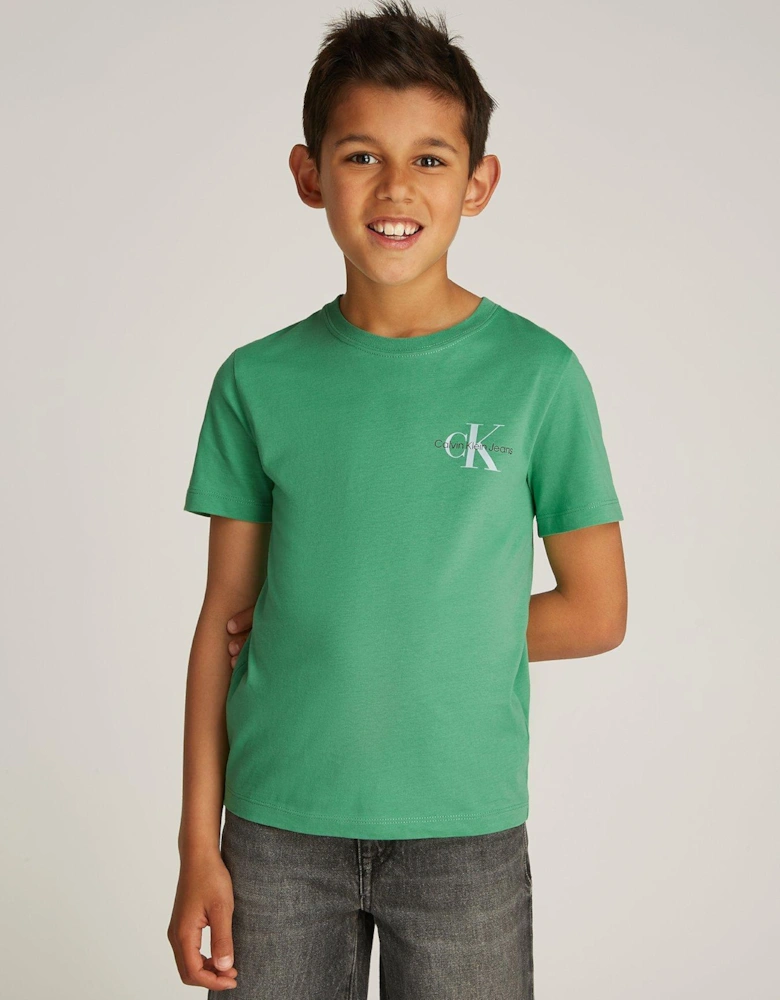 Kids Chest Monologo Short Sleeve T-Shirt - Green