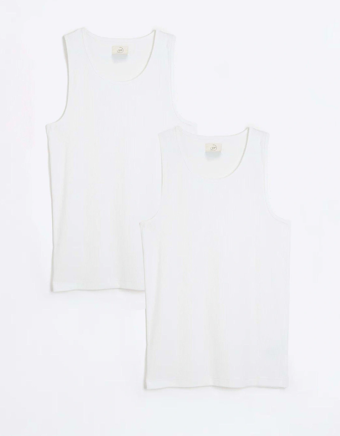 Muscle Fit Ribbed Vest Set - White, 2 of 1