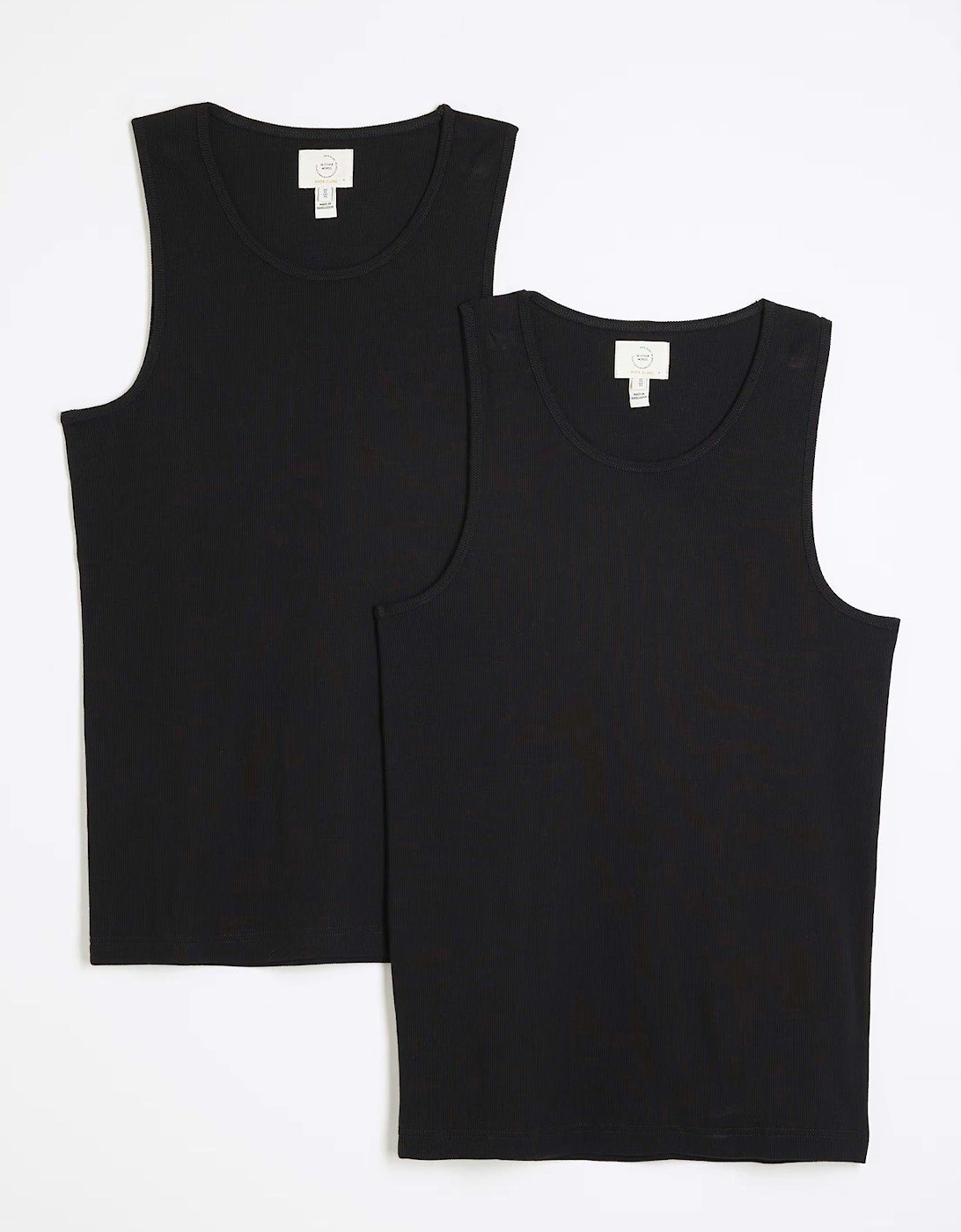Muscle Fit Ribbed Vest Set - Black, 2 of 1