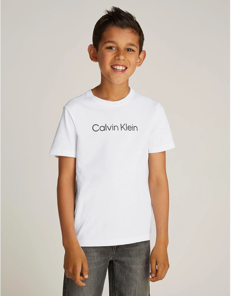 Boys Logo Short Sleeve T-Shirt - White