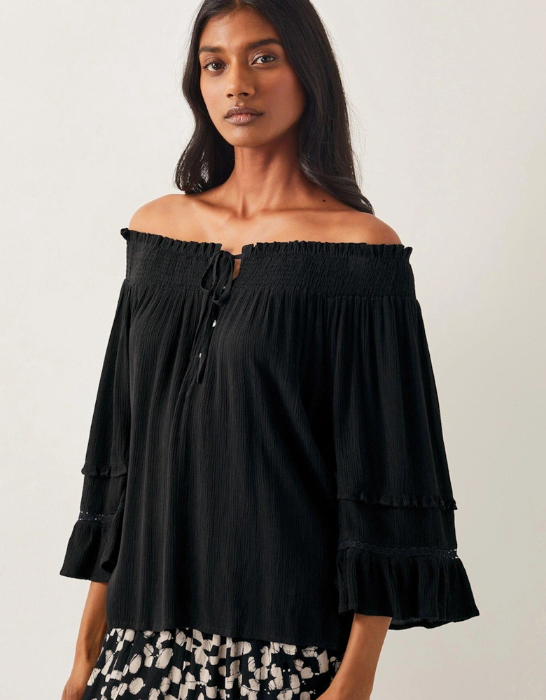 Ava Smock Top - Black