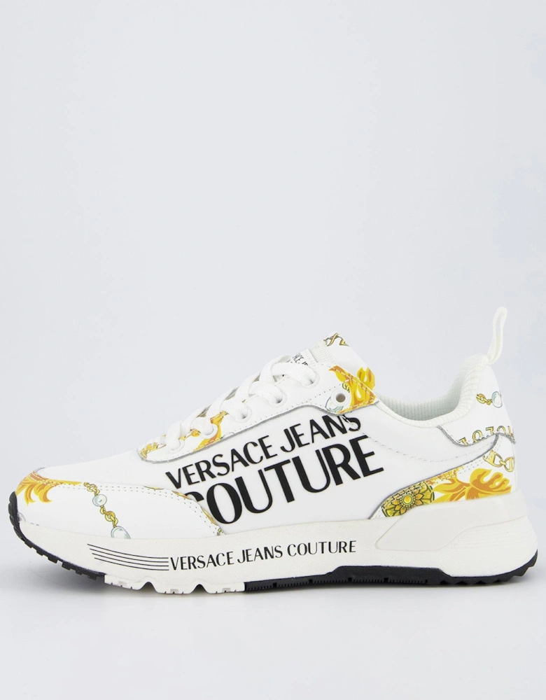 Baroque Print Logo Sneakers - White/Gold