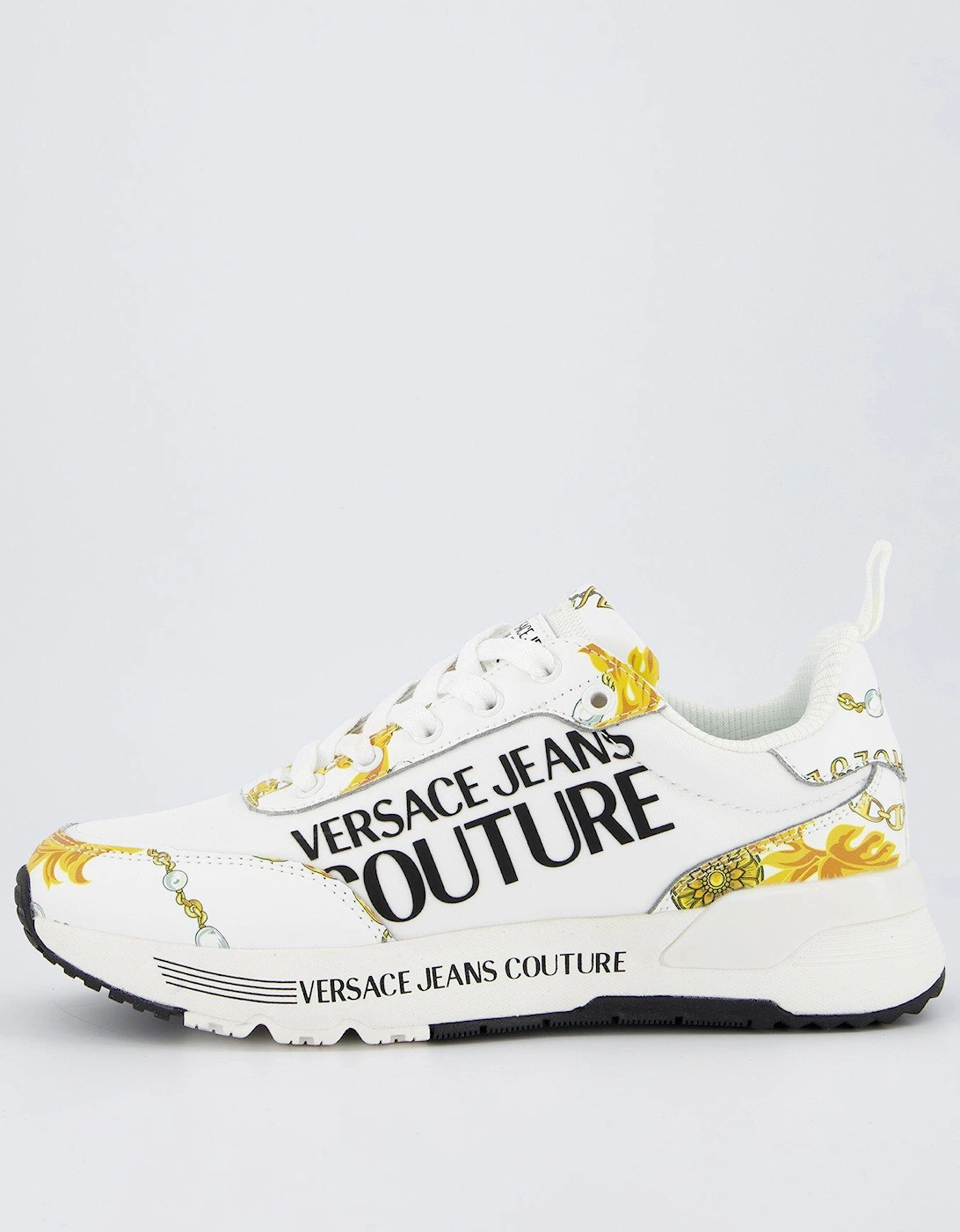 Baroque Print Logo Sneakers - White/Gold, 8 of 7