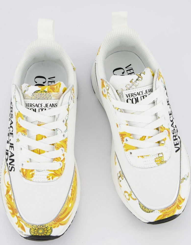 Baroque Print Logo Sneakers - White/Gold