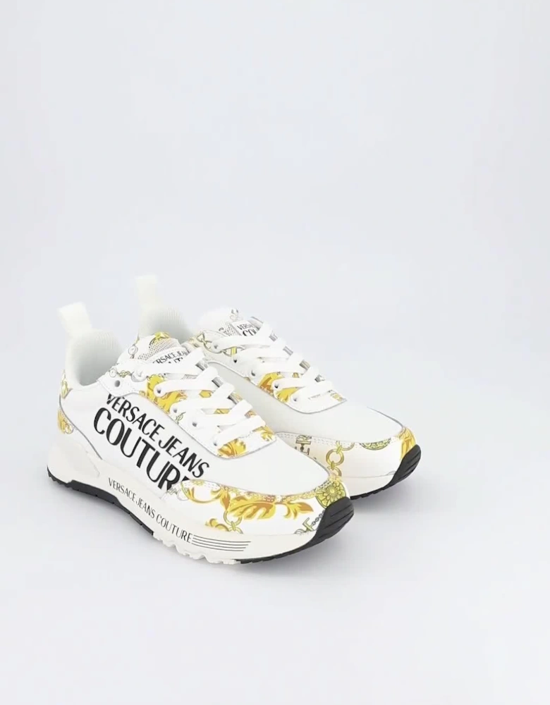 Baroque Print Logo Sneakers - White/Gold