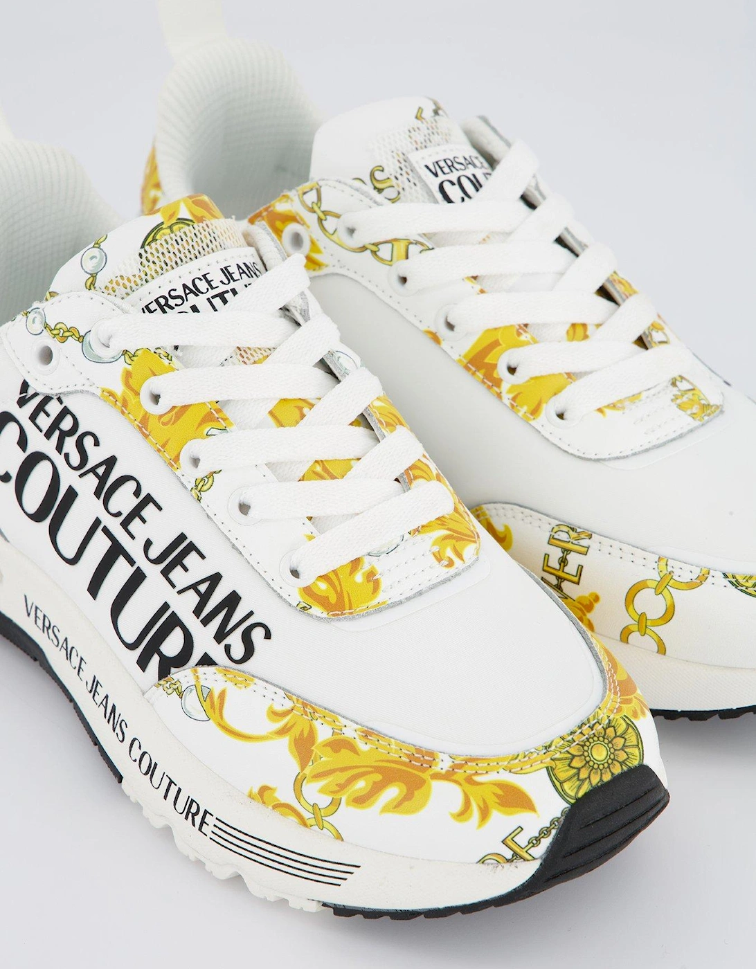 Baroque Print Logo Sneakers - White/Gold