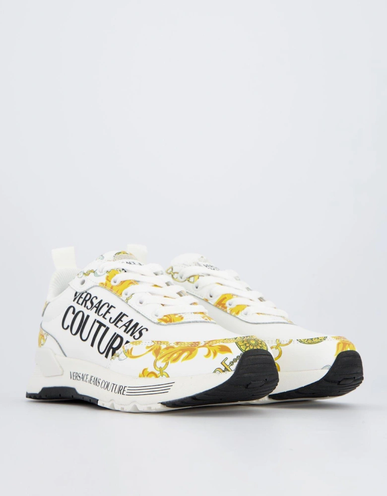 Baroque Print Logo Sneakers - White/Gold