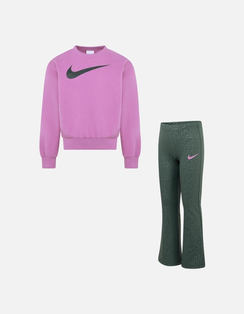 Kids Girls Swoosh Spirit Legging Tracksuit - Green