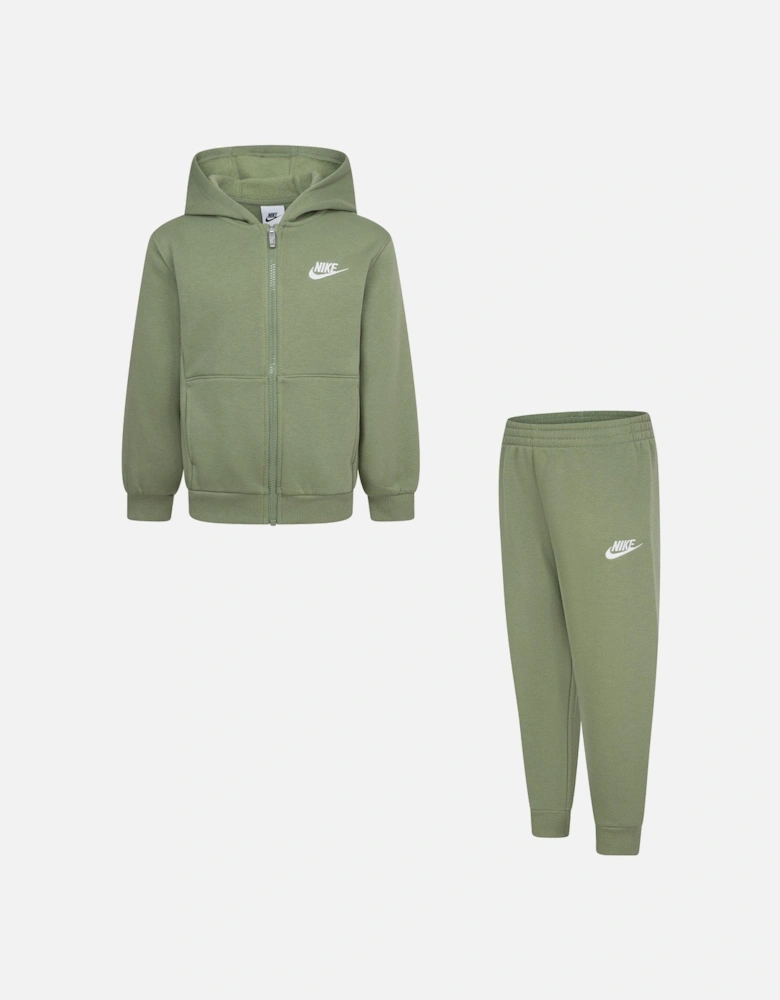 Kids Full Zip Club Tracksuit - Green