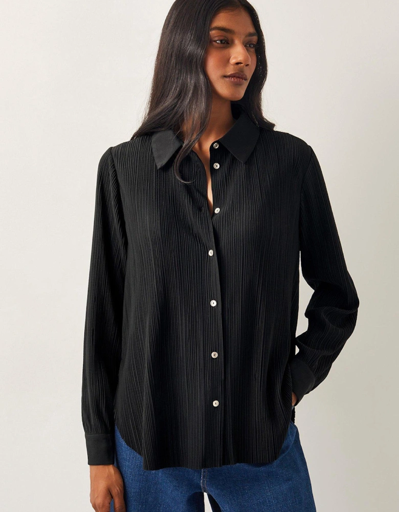 Paula Plisse Shirt - Black