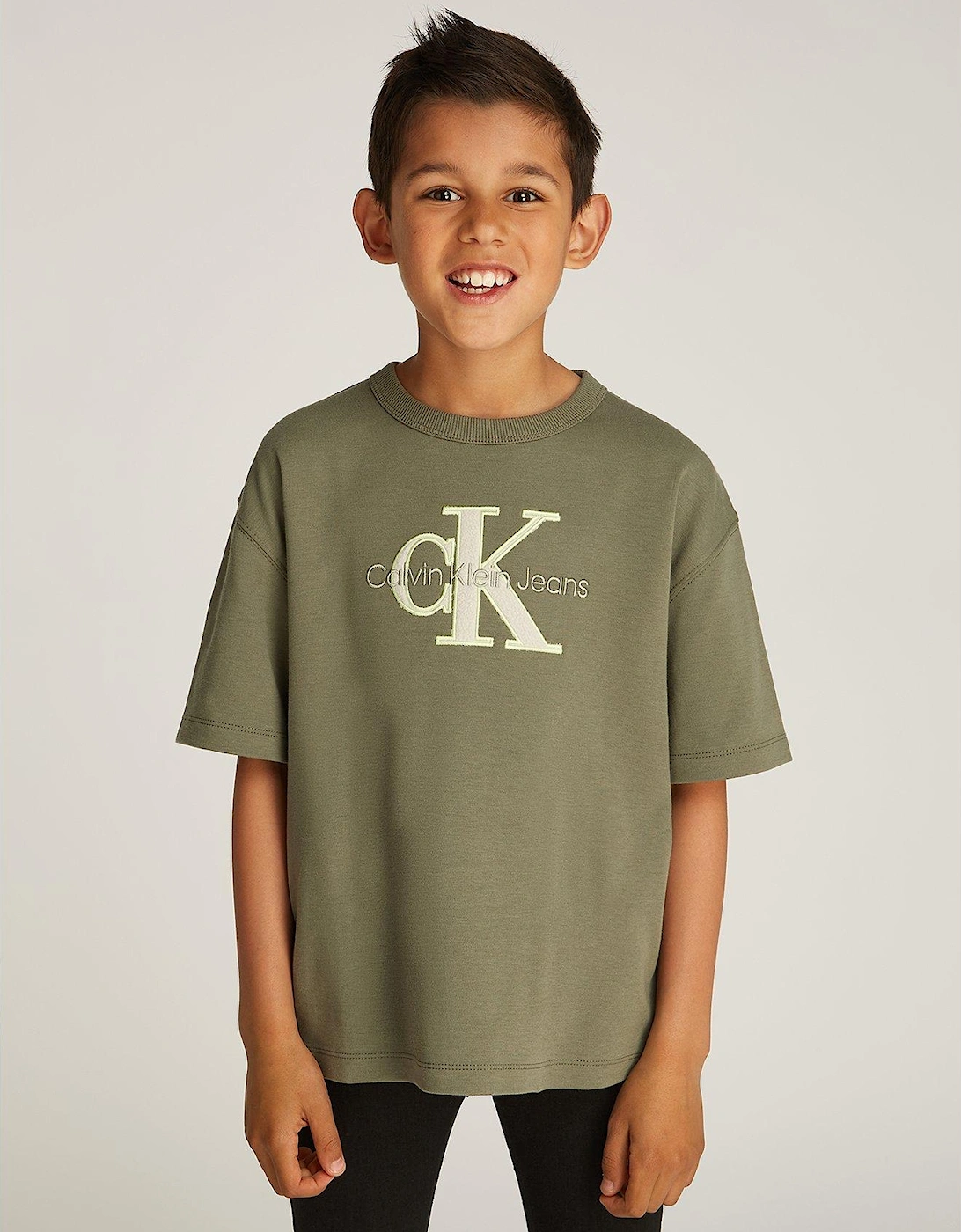 Boys Outlined Fleece Mono T-Shirt - Khaki, 6 of 5