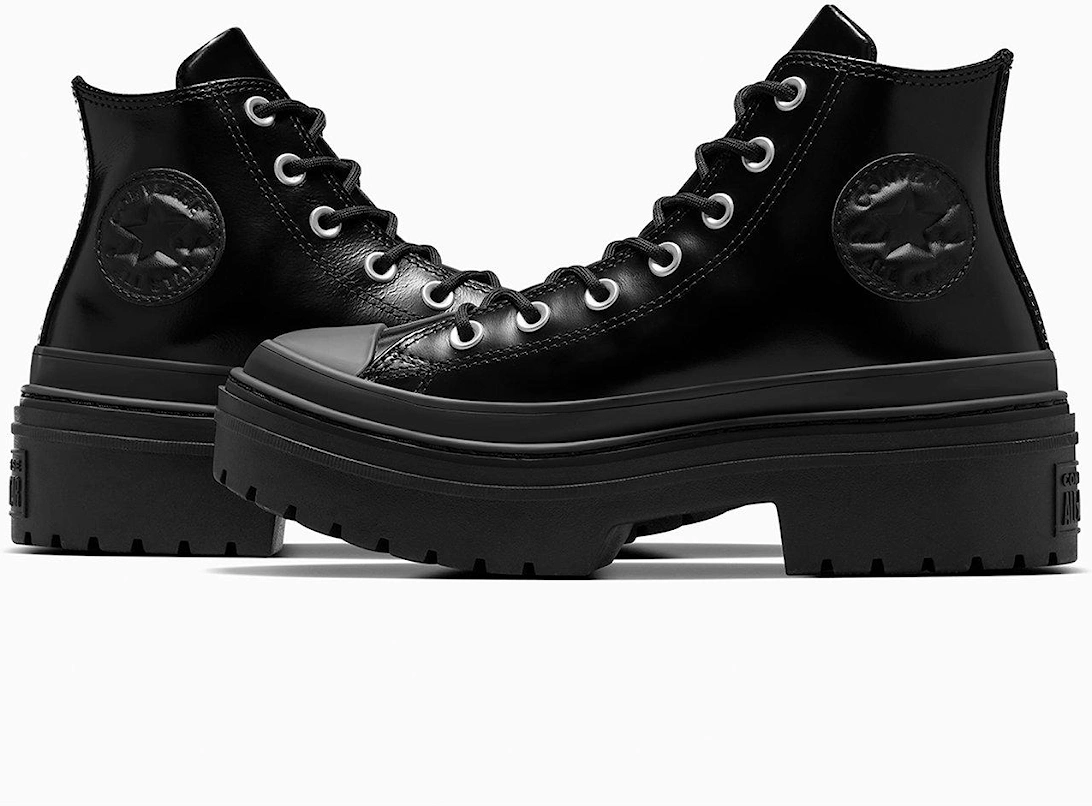 Womens Lux Chuck Taylor All Star Lugged Heel Trainers - Black