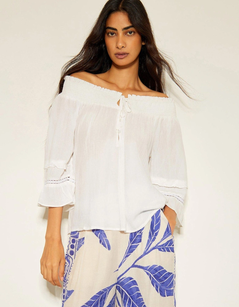 Ava Smock Top - White