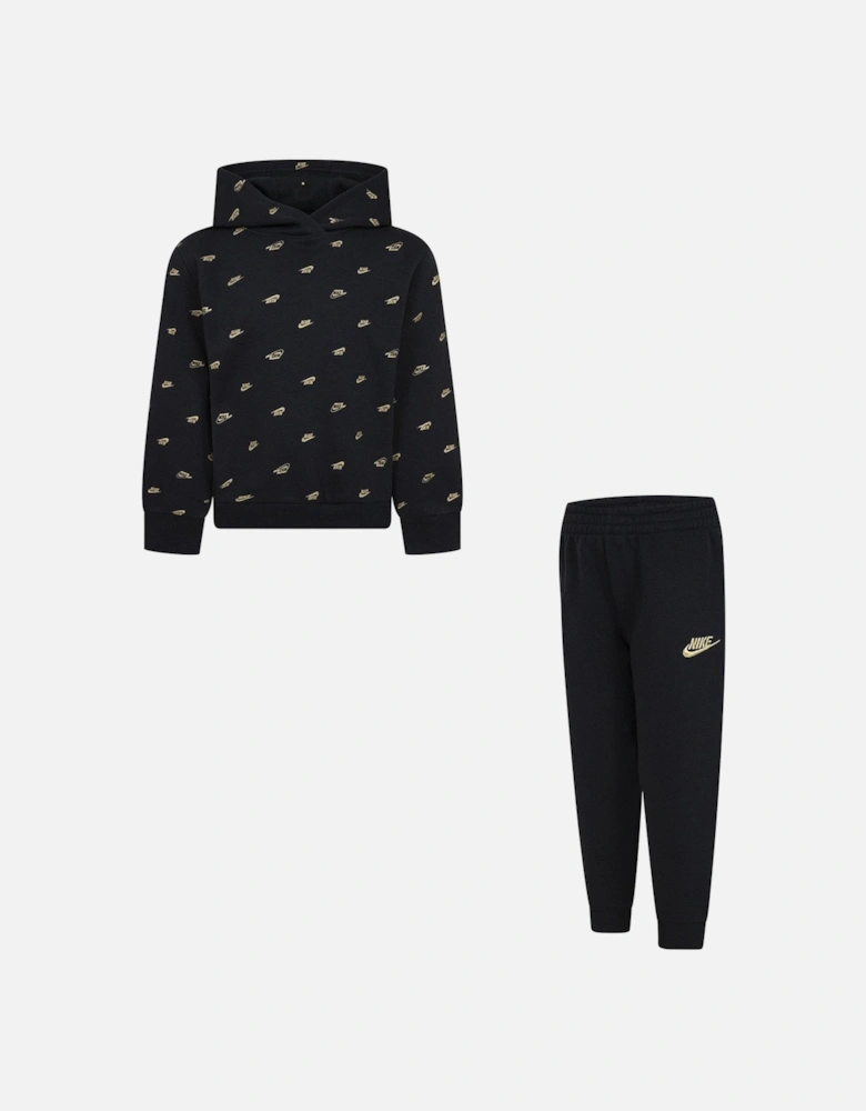 Kids All Over Print Tracksuit - Black